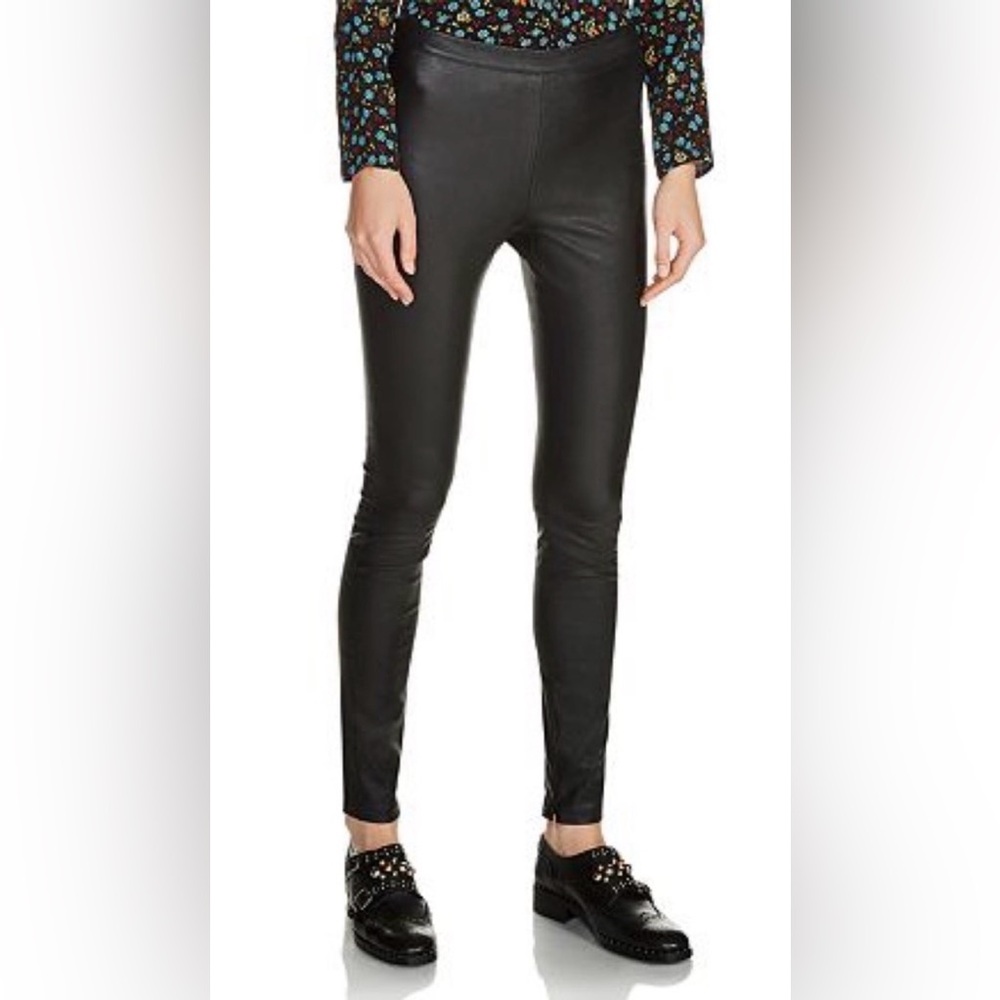 Maje Burgundy Leather Leggings